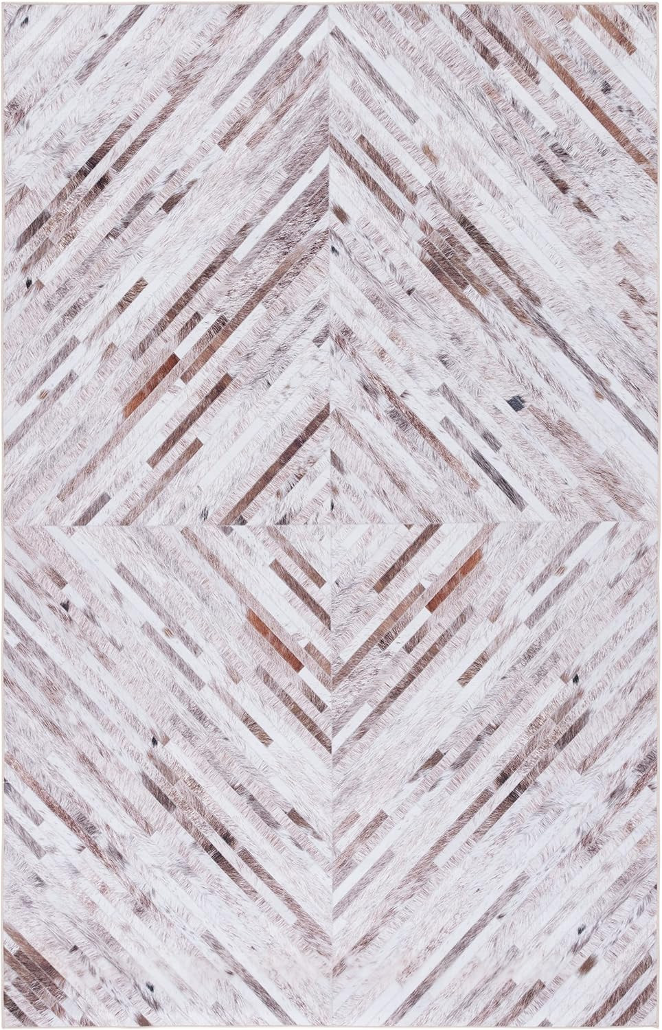 Faux Hide Collection Area Rug – 9′ X 12′, Beige & Brown, Rustic Modern Glam Desi