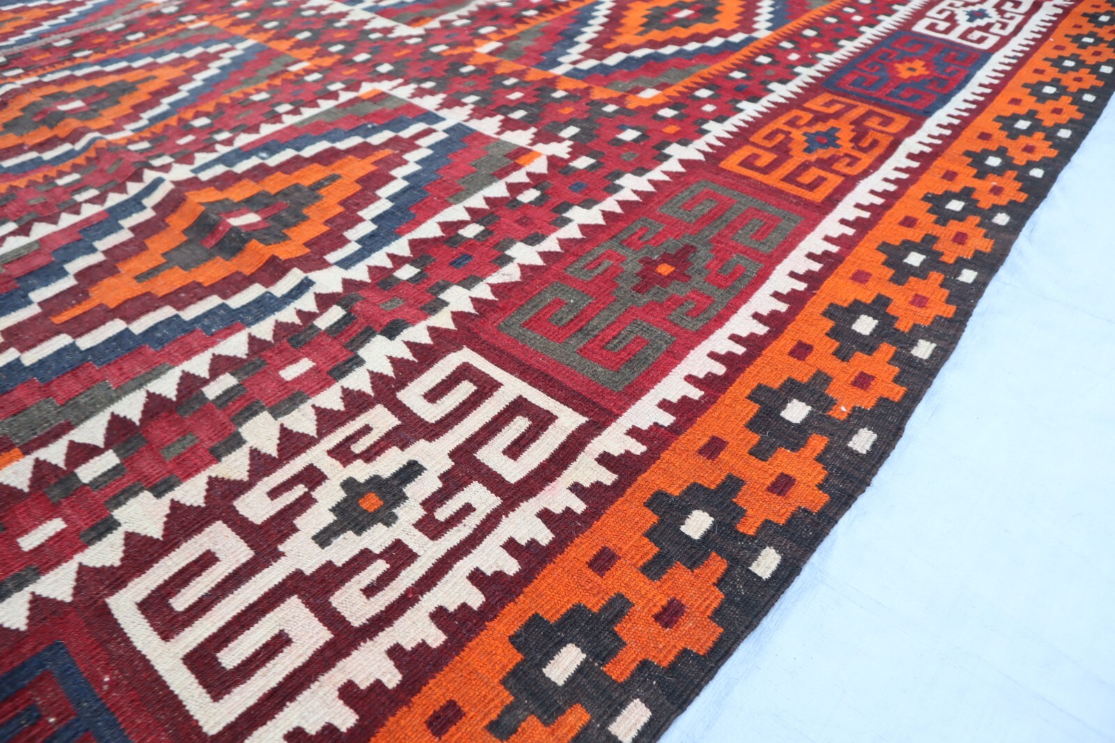 8’6×11’6 ft Large Vintage Turkmen Geometric Kilim Area rug- Handmade Kilim Rug