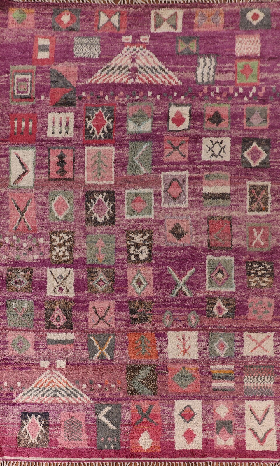 Tribal Purple Berber Moroccan Living Room Rug 9’x15′ Plush Wool Handmade Carpet