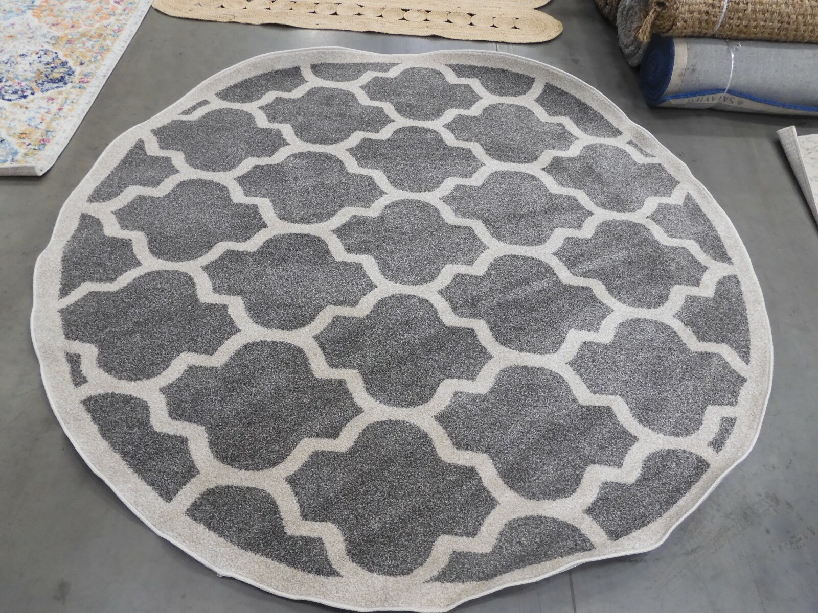 DARK GREY / BEIGE 7′ X 7′ Pulled Threads Rug Reduced Price 1172608029 AMT420R-7R