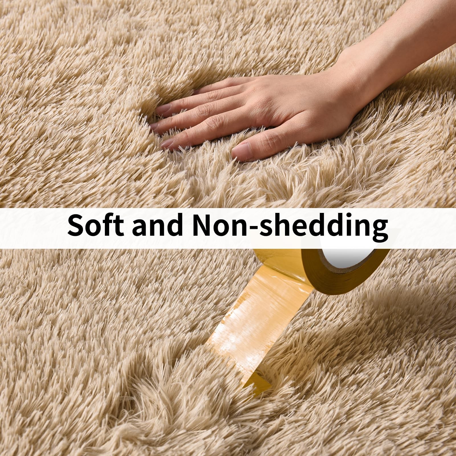 Soft Runner Rugs for Bedroom Hallways, 2X6 Beige Fluffy Shag Throw Area Rug Non