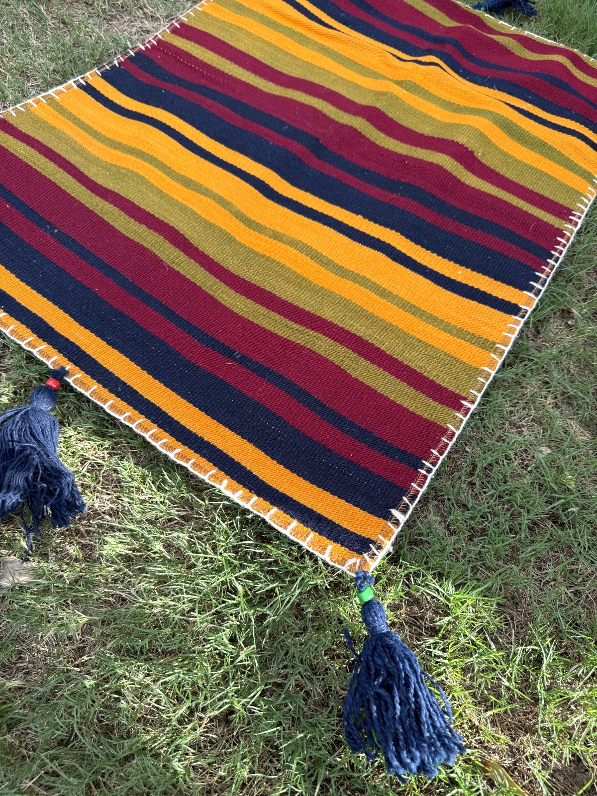 Cabin Style Anatolian Striped Kilim Rug, 25.6×37.4 in (65×95 cm) Handmade Wool