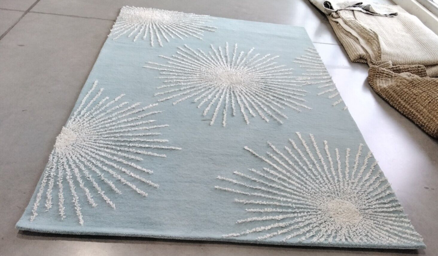 LIGHT TEAL / MULTI 6′ X 9′ Stained Rug Reduced Price 1172734196 SOH712T-6