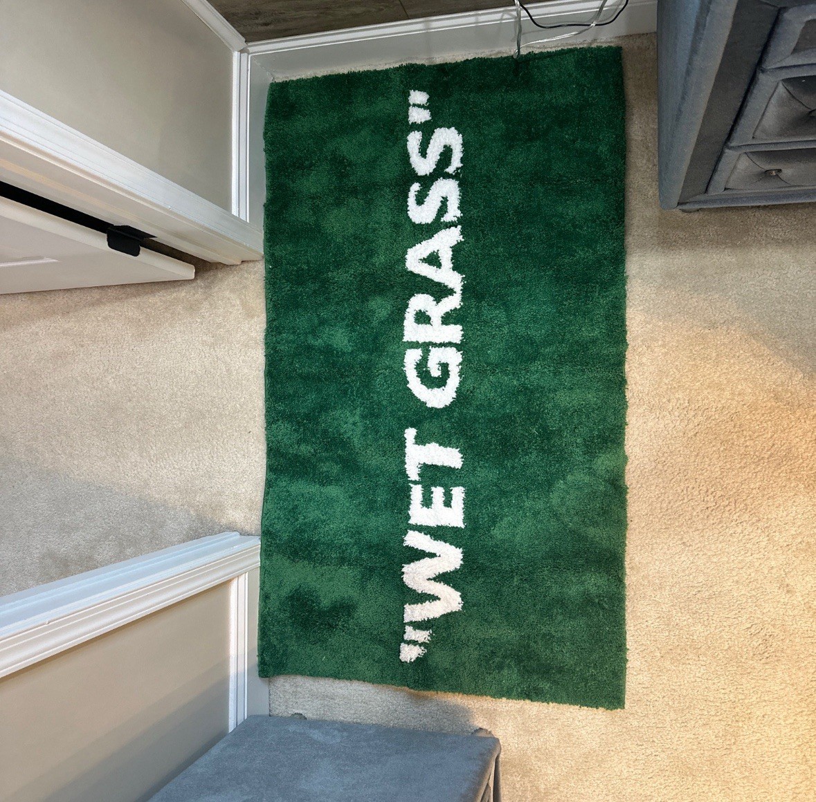 “Wet Grass” Rug New- NEW Sealed 70x150cm