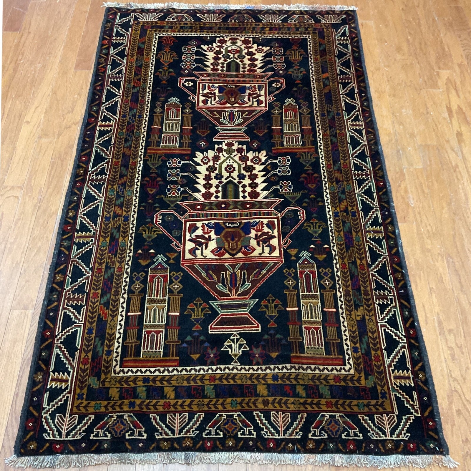 Handmade Genuine Balouchi 100% Wool Area Rug 4′ x 6’8