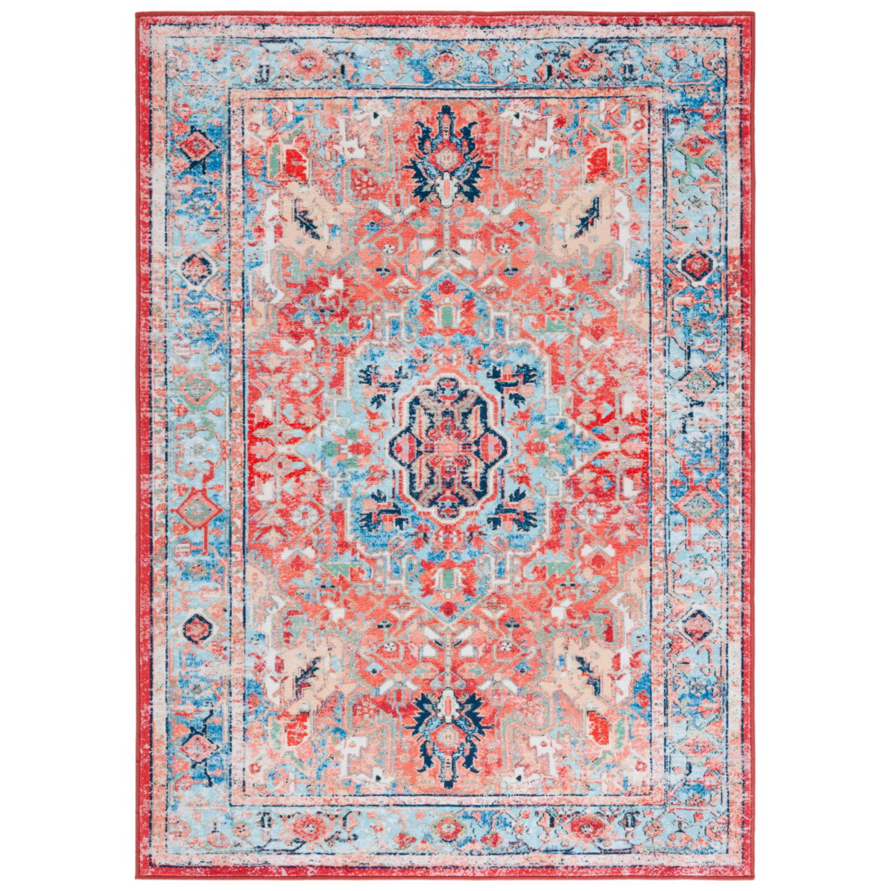 SAFAVIEH Riviera Collection RIV182J Light Blue / Red Rug
