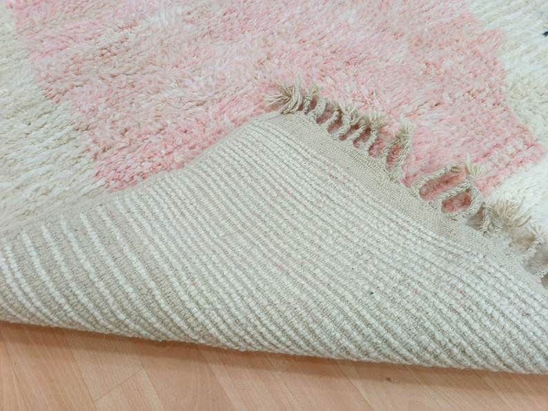 Artistic Moroccan Rug, Handmade Rug, White Pink Rug, Moroccan Carpet