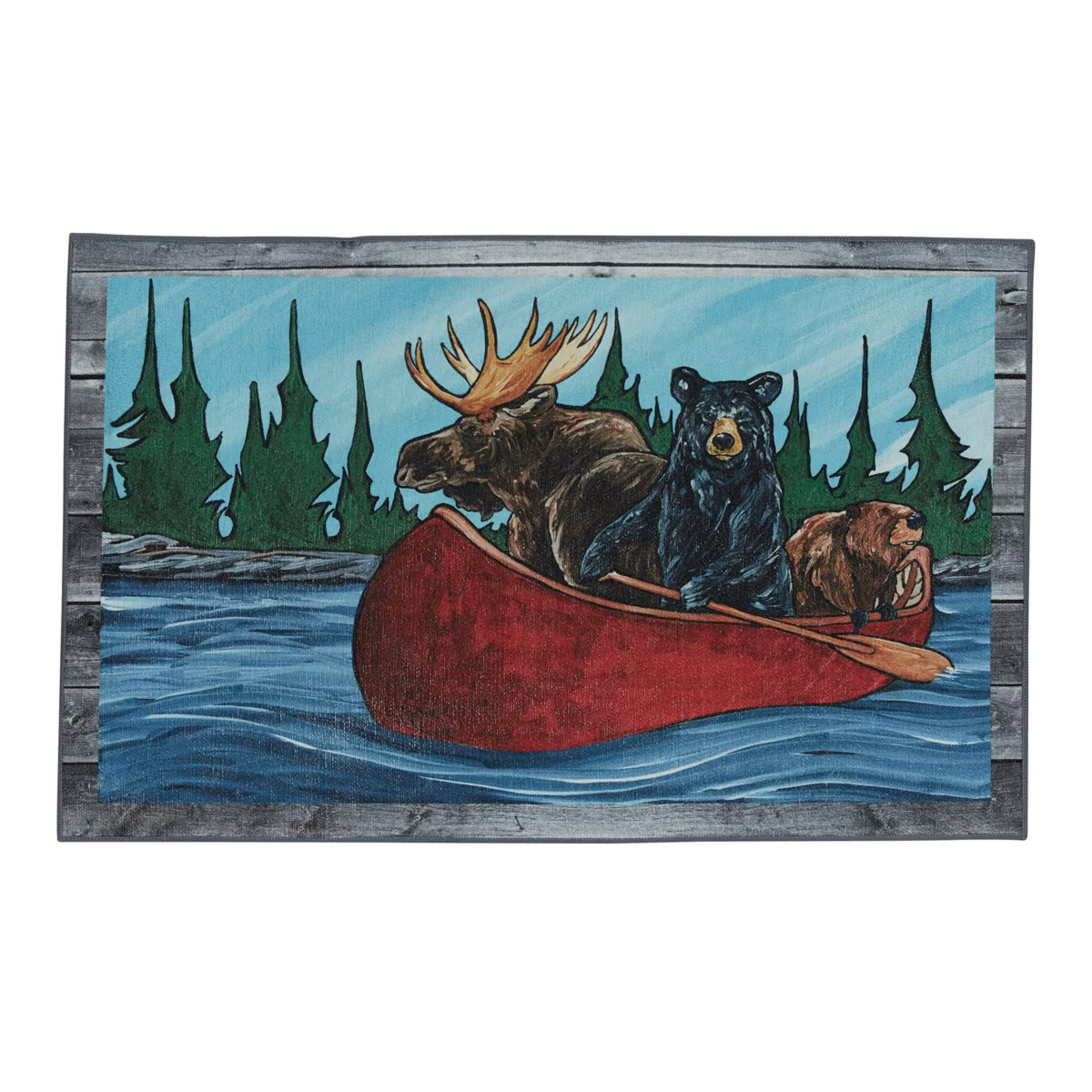 Wildlife Animals Canoe Rug 24 x 38 Machine Washable Country Cabin Lodge
