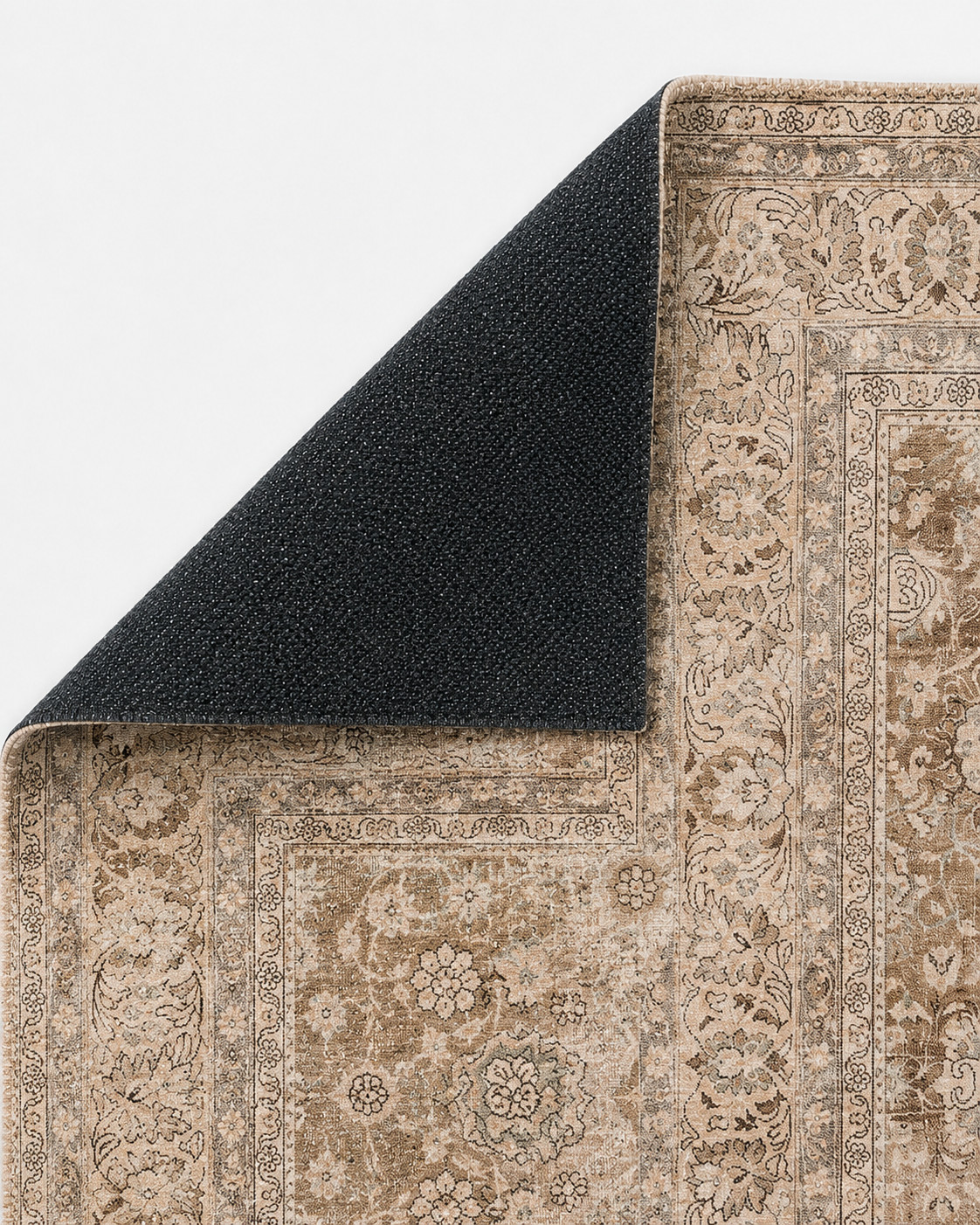 Brown and Tan Traditional Oushak Carpet Washable Runner Rug and Area Rug Options