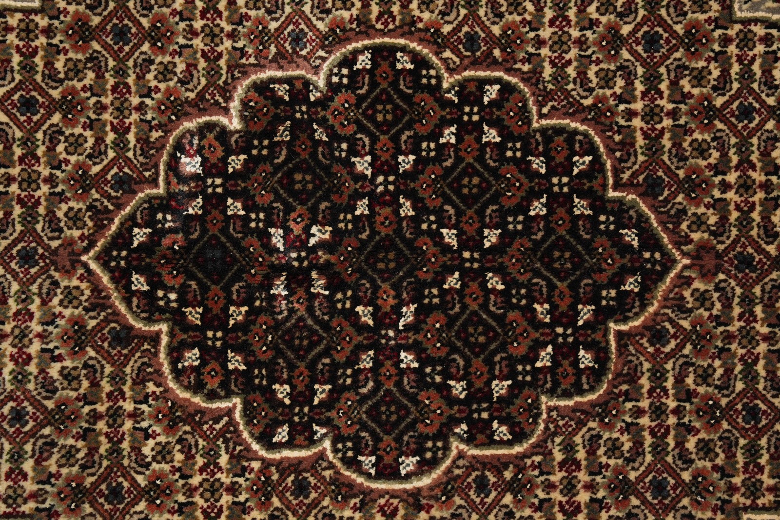 5.9 x 8 Traditional Tabriiz Mahii Wool and Silk Hand-Knotted Rug #F-3066