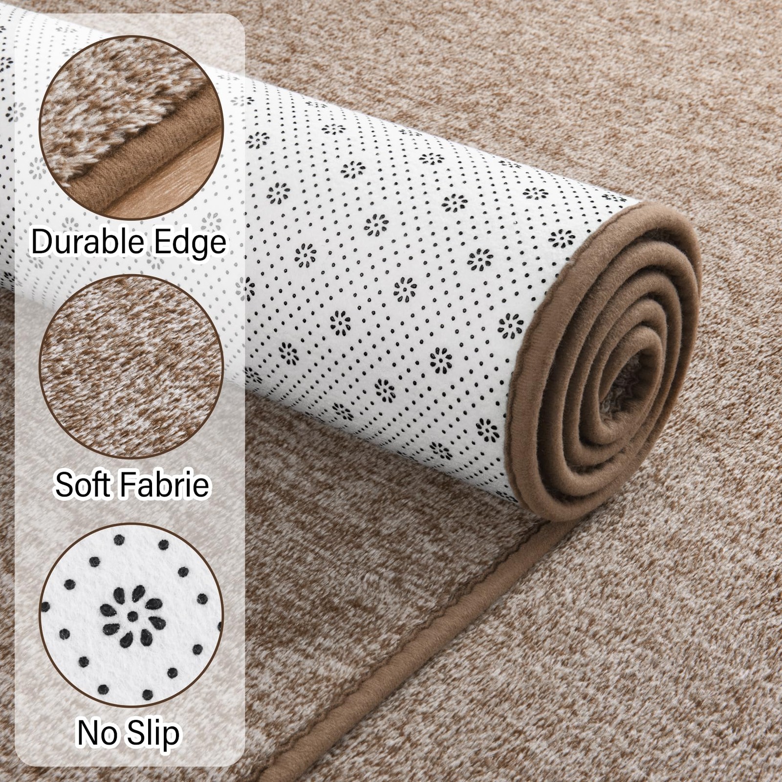 3×5 ft Modern Memory Foam Area Rug LowPile Brown White For Playroom