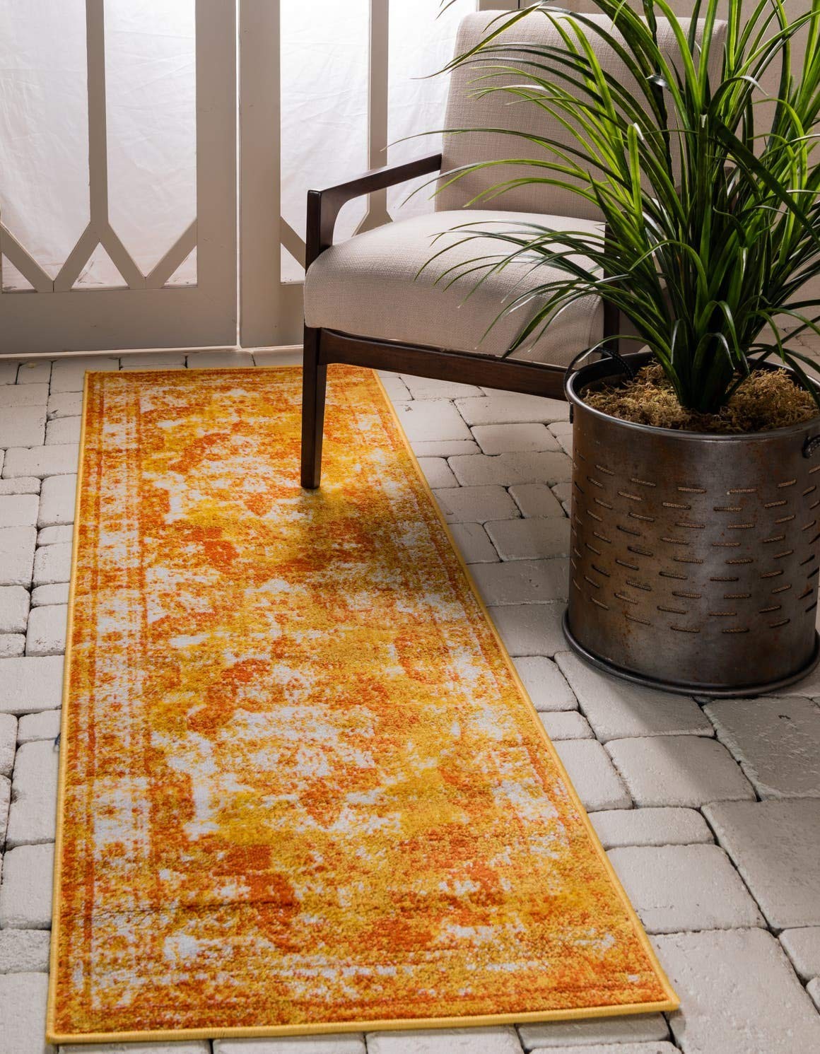 Unique Loom Sofia Collection Area Rug – 3 3 X 16 5 Runner Orange/ Yellow