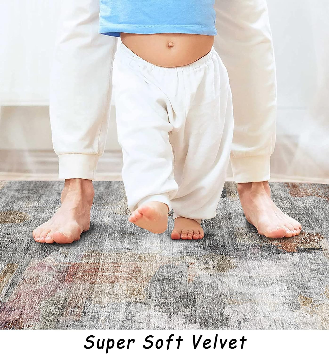 Vivorug Washable Rug, Ultra Soft Area Rug 8X10, Non Slip Abstract Rug Carpet, St