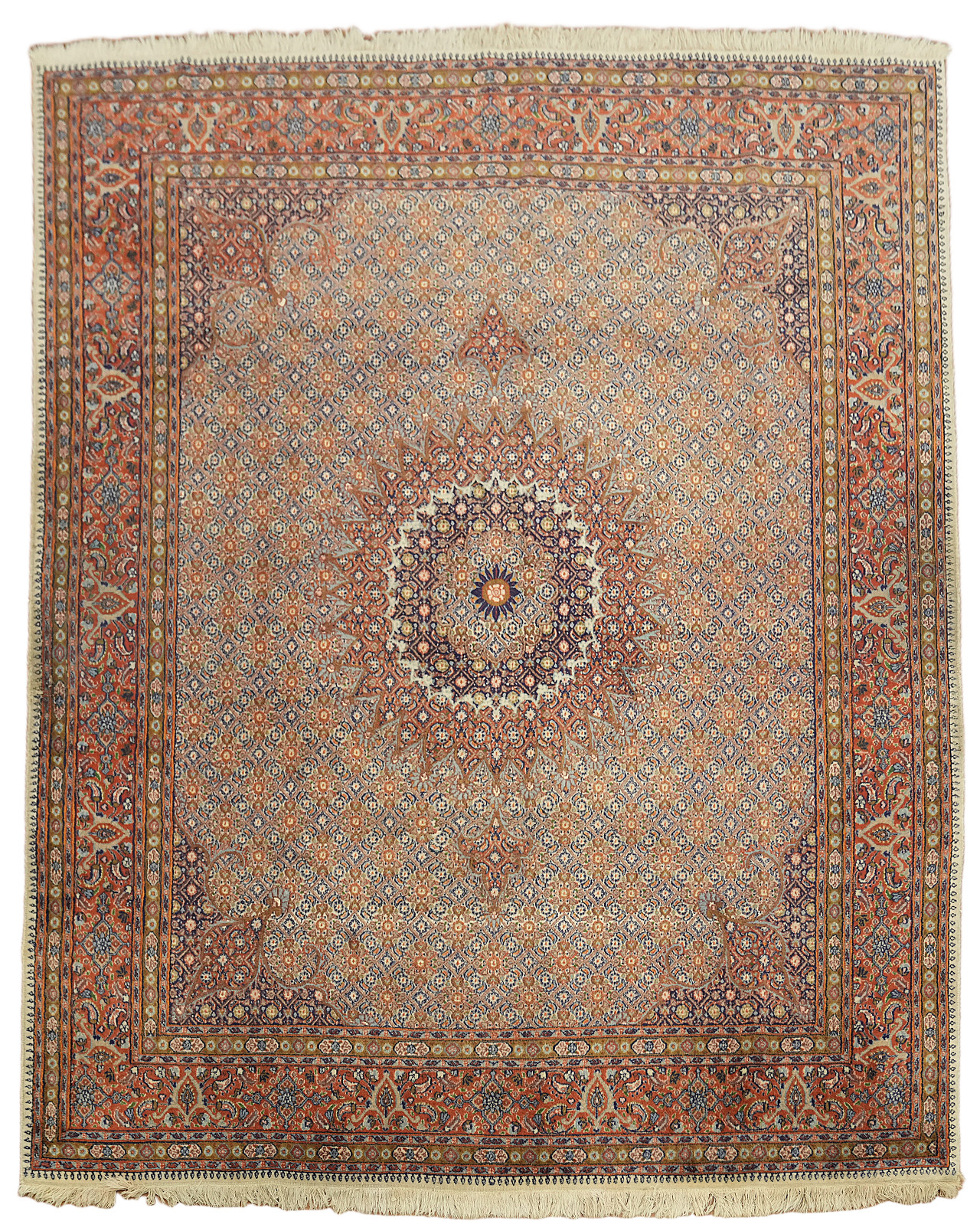 7×9 Earthlight Mosaic Area Rug in Medallion Ivory, Rust & Sage Green Colors