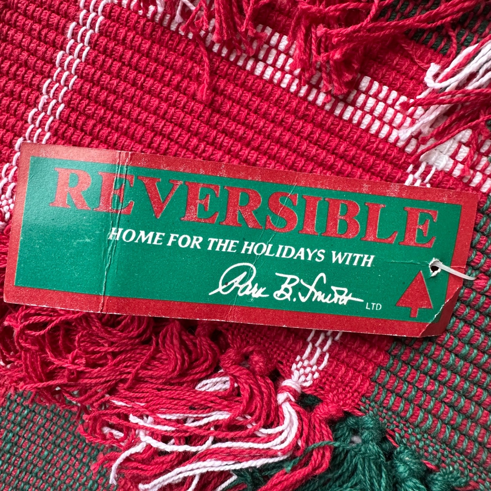 3 Park B Smith Rug 30×48 Handwoven 100% Cotton Red Green Santa’s Plaid Christmas