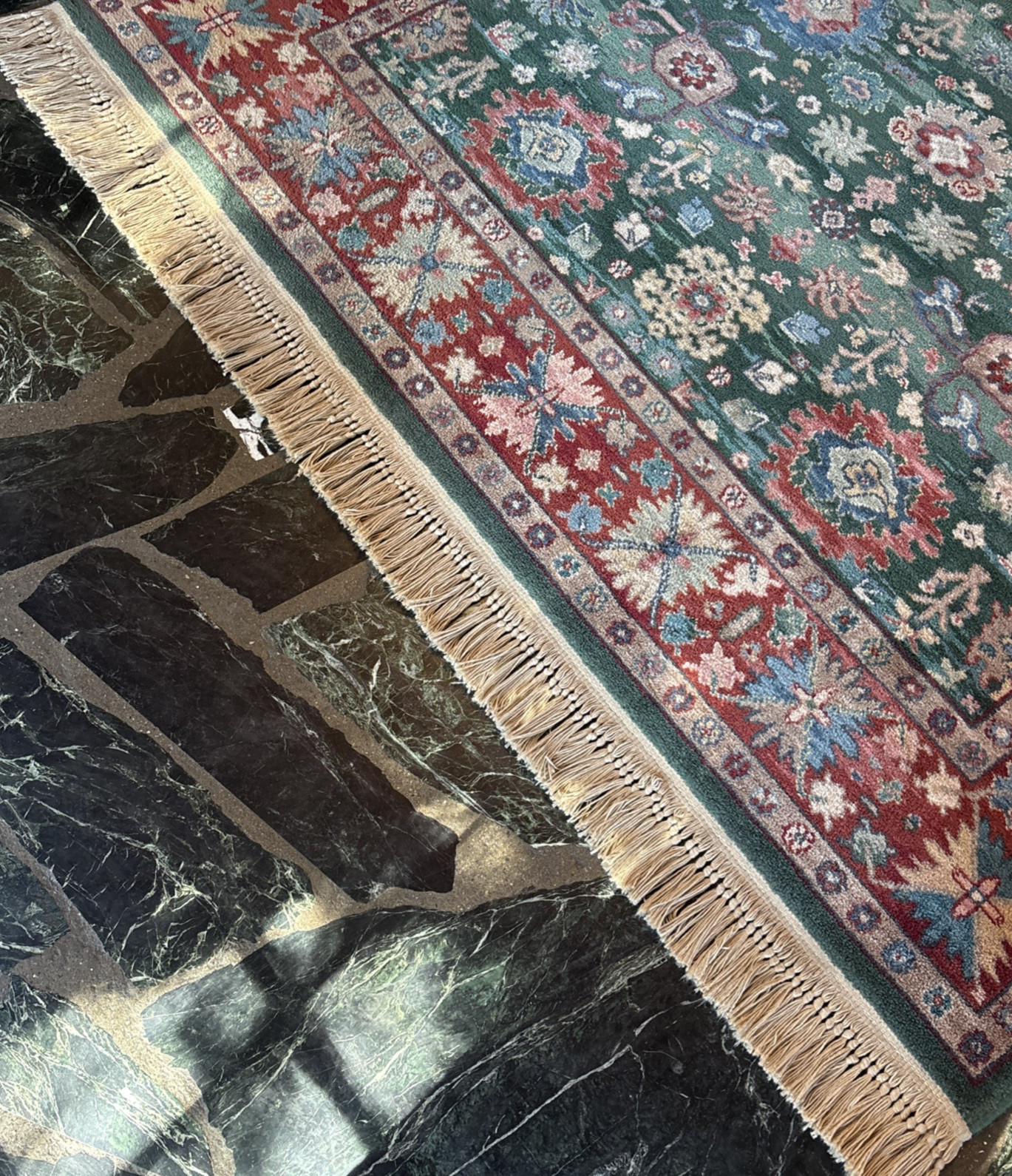 Karastan~5’9″ x 9′ “KUBA” #797 RARE VARIEGATED TEAL RUG/CARPET ~Very Fine