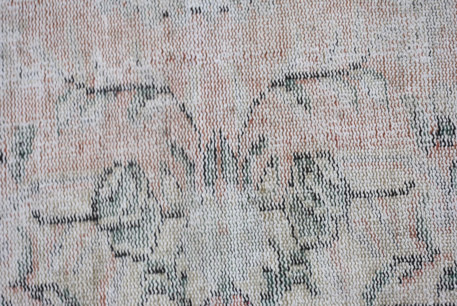 Turkish Vintage Rug, 5,8×7,8 ft Large Rug, White Green Animal Print Rug