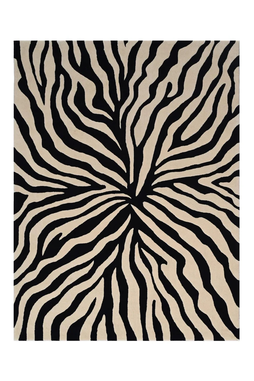 Hand Tufted Wool Zebra Rug black cream | Modern Animal Print Area Living Room