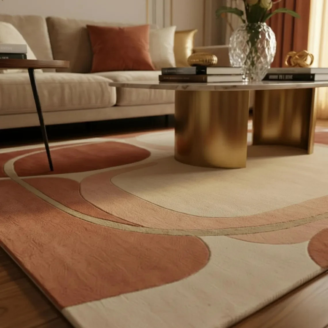 Hand Tufted Wool Area Rug, Abstract Organic Design, Modern Neutral Area Carpet