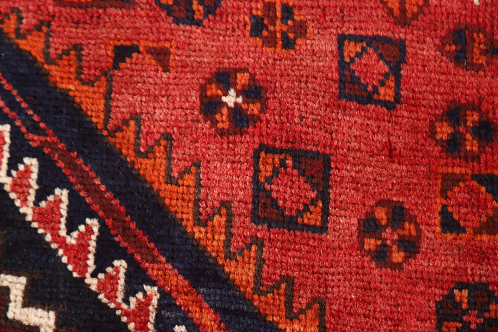 Geometric Red Wool Area Rug 5×9 Hand-knotted Tribal Traditional Room Size Carpet