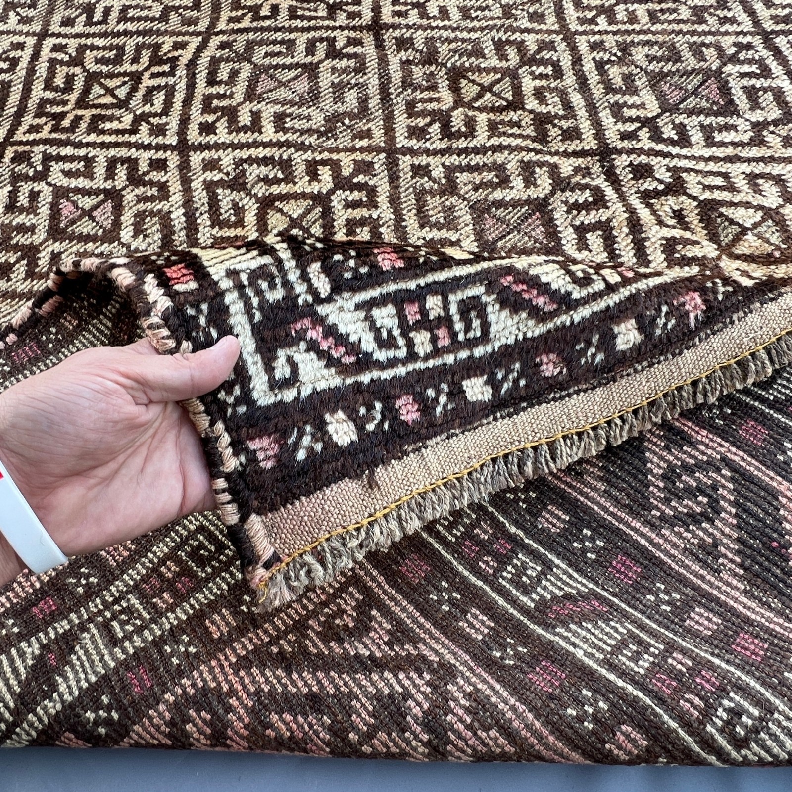 Vintage Afghan Baluchi Rug – Geometric Wool Moroccan Design, 5.4 x 8.1 Area Rug