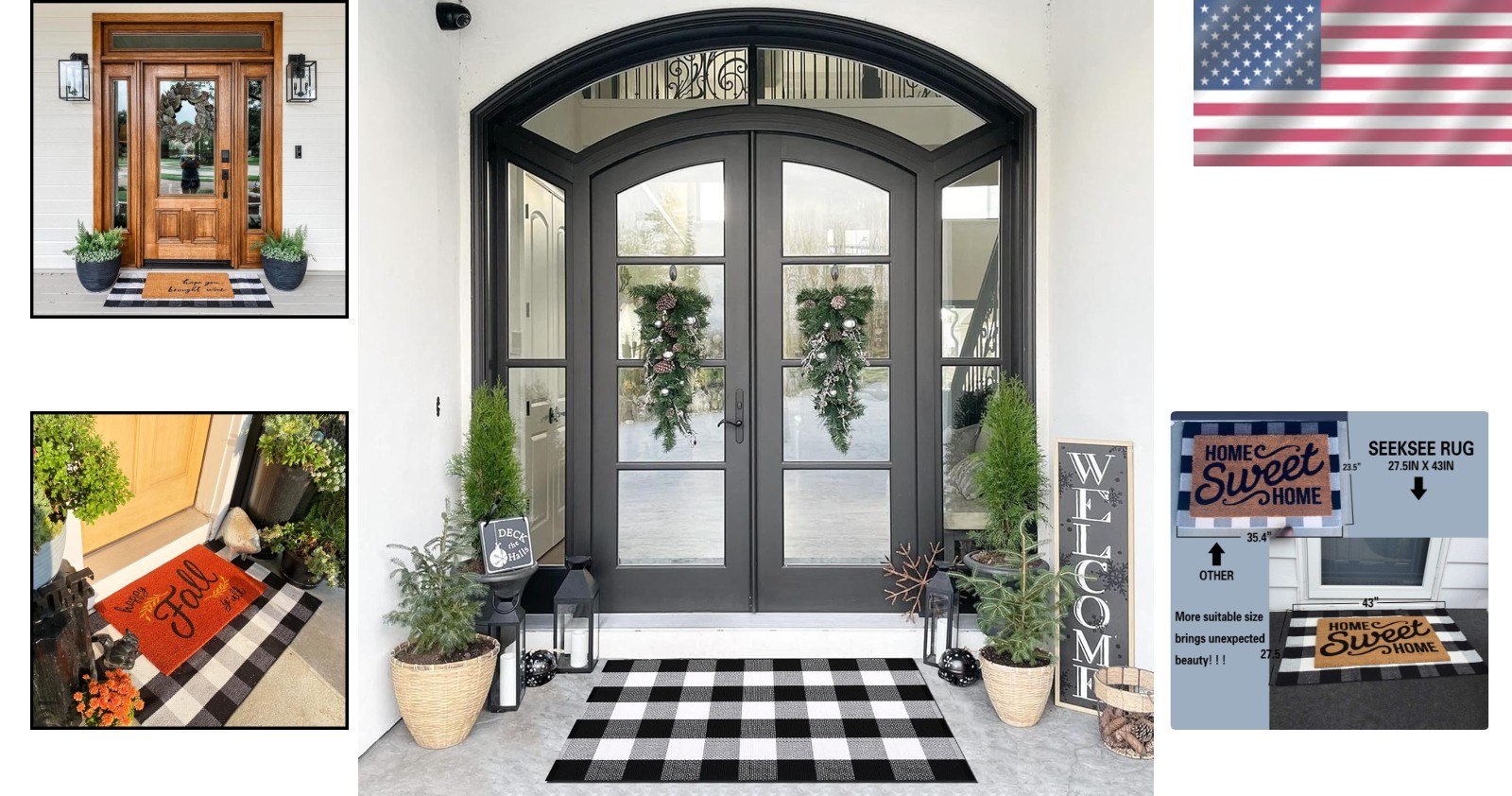 Stylish Black and White Buffalo Plaid Rug 27.5″ x 43″ for Farmhouse Decor