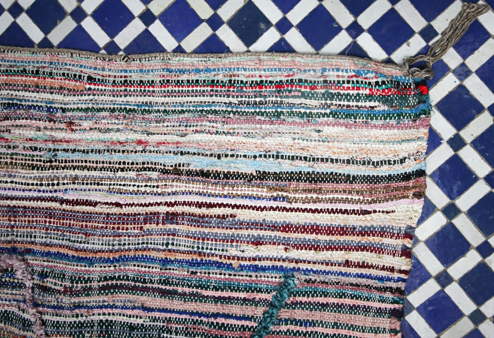 Moroccan Berber Boucherouite Rug Carpet Tribal Art – Fabric Pieces – 6 x 9.2