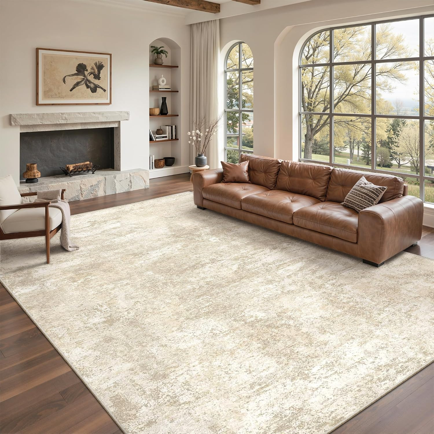 Washable Area Rug 8X10, Large Soft Rugs for Living Room Modern Abstract 8 X 10 A