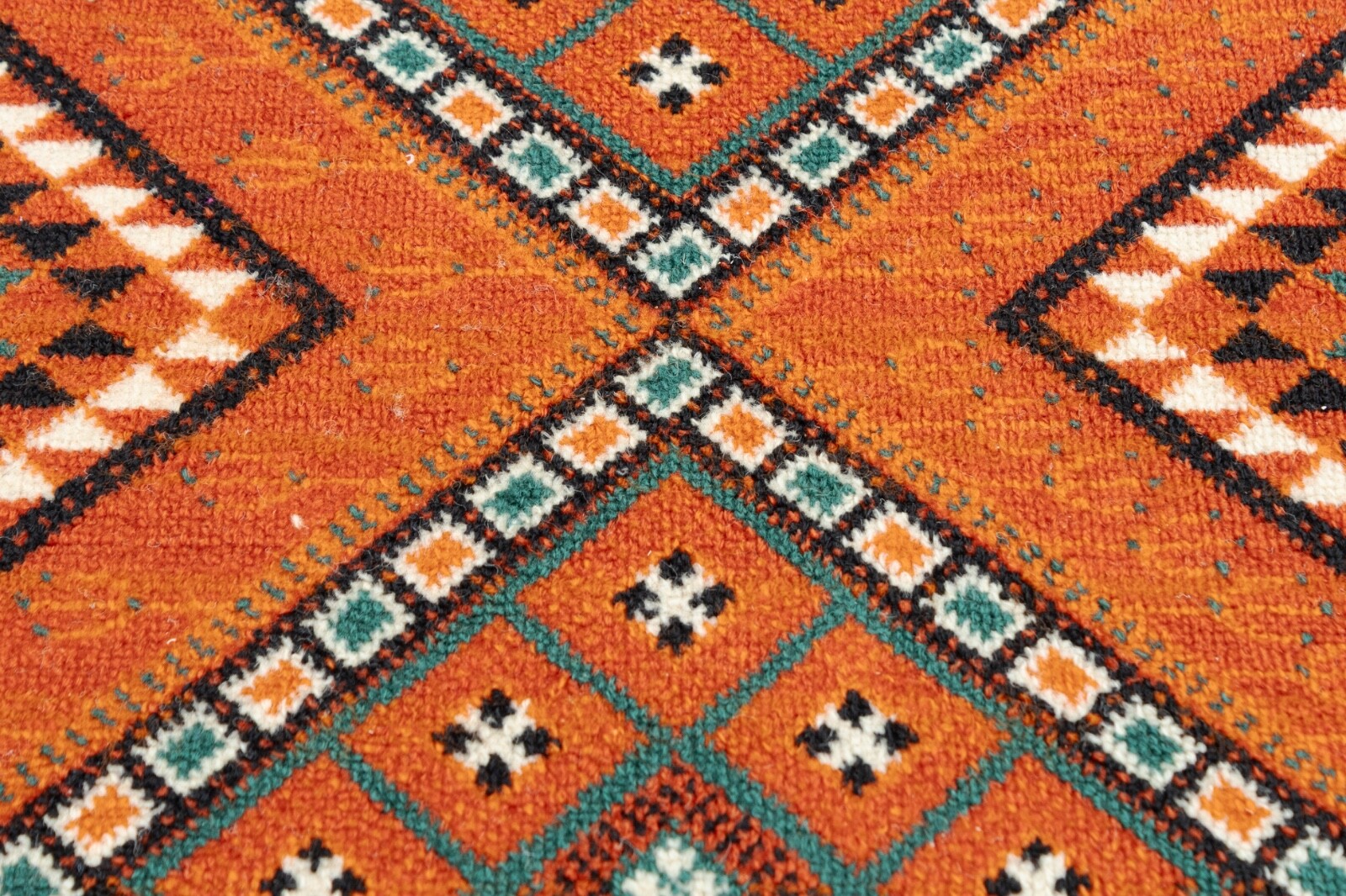 Rectangular Orange Stark Studio Wool Area Rug Geometric Square Design 10’9 x 6