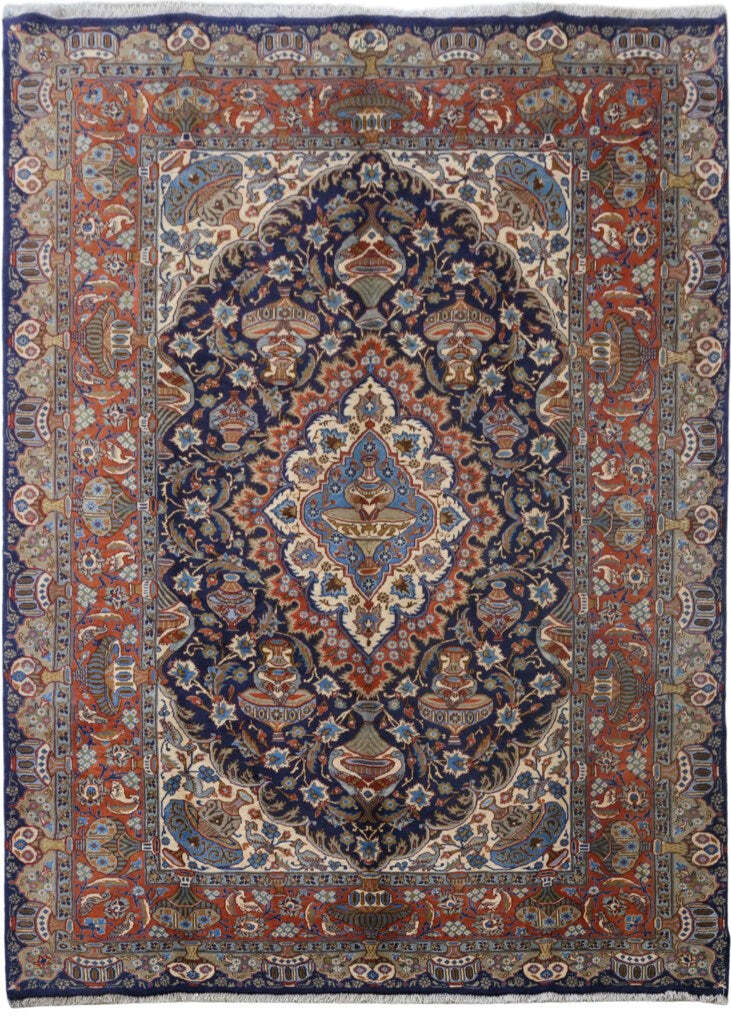 8′ x 11′ Navy Blue Perssiaan Signed Kashmar Rug 81154