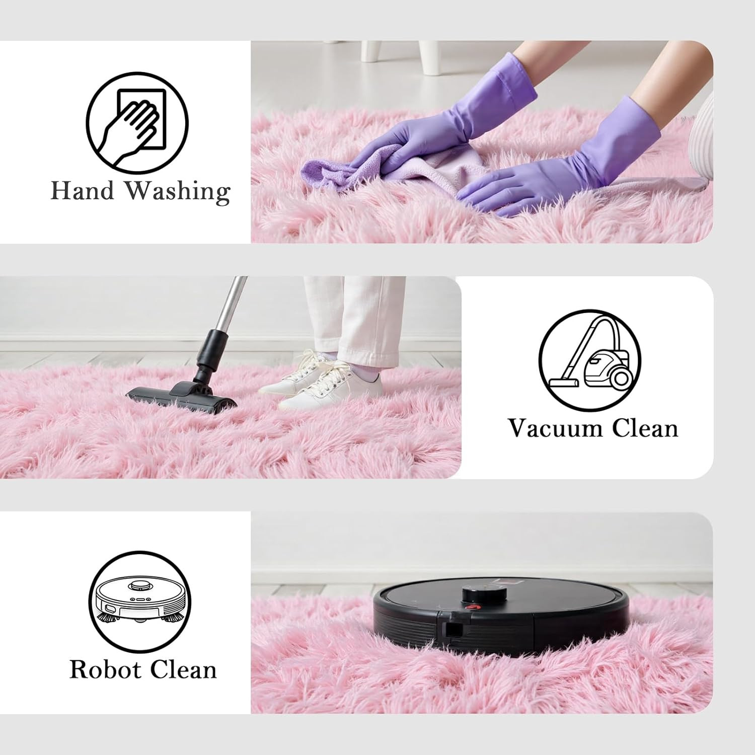Small Rug Throw Rugs for Bedroom, Mini Area Rug, Fluffy Pink Carpet, Affordable