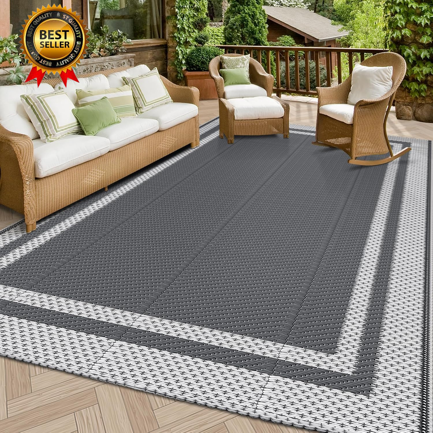 Outdoor Rug Reversible Portable Plastic Straw Camping Rugs for outside Rv…