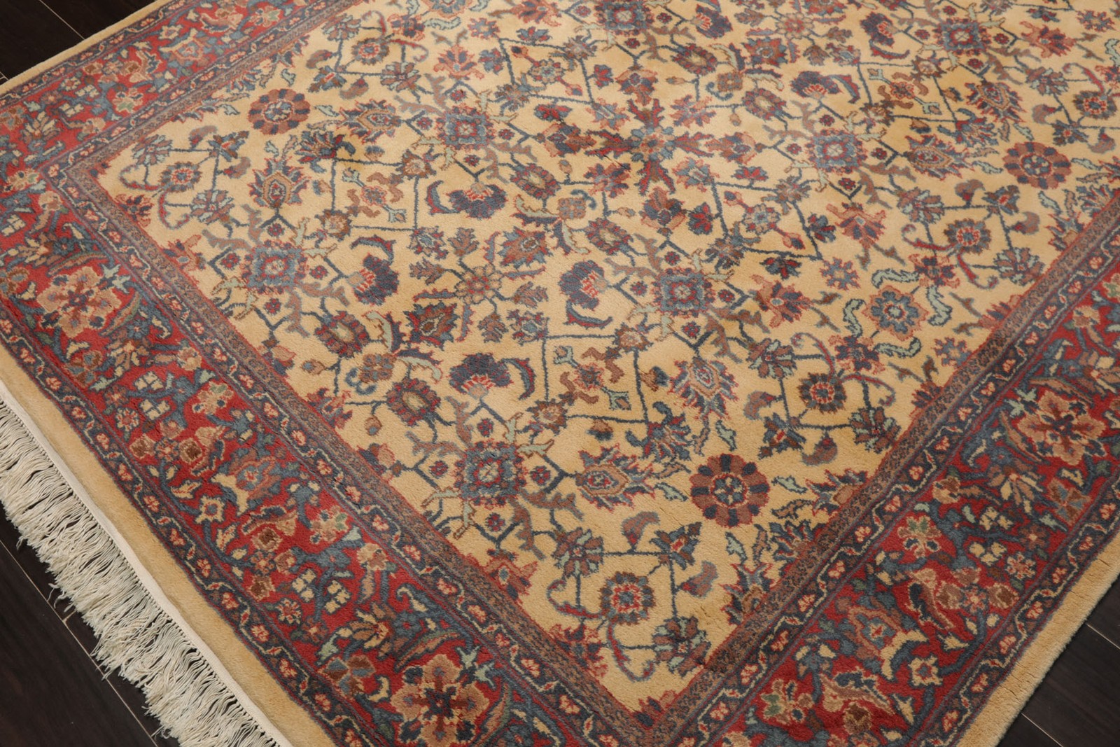 6×9 Hand Knotted Wool Ivory Heraati Traditional Floral Silky Sheen Rug
