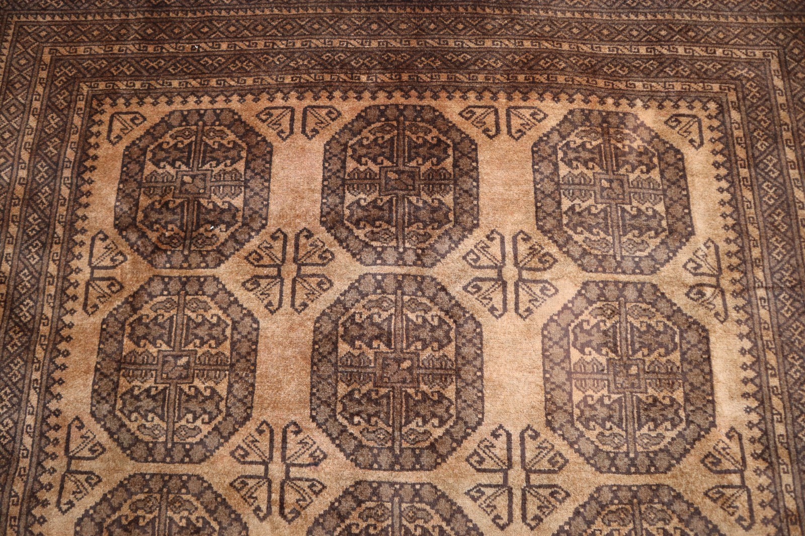 Pale Brown 6’8×9’2 ft Vintage Tribal Ersari Rug, Oriental Rug, Bokhara Filpa Rug