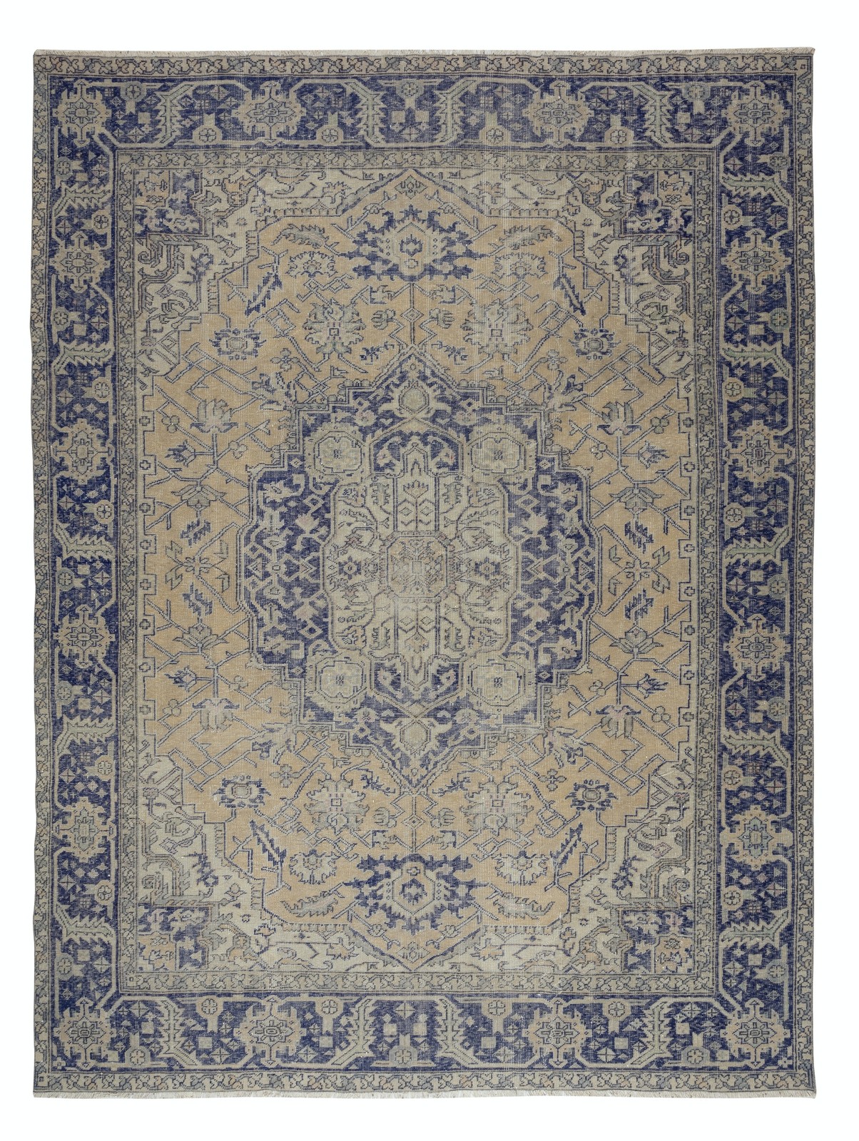 8.5×11.5 Ft One-of-a-kind Vintage Handmade Rug for Farmhouse, Country Home Decor
