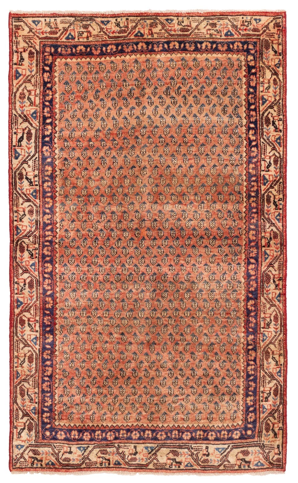 Traditional Vintage Hand-Knotted Area Rug 3’8″ x 6’3″ Oriental Wool Carpet