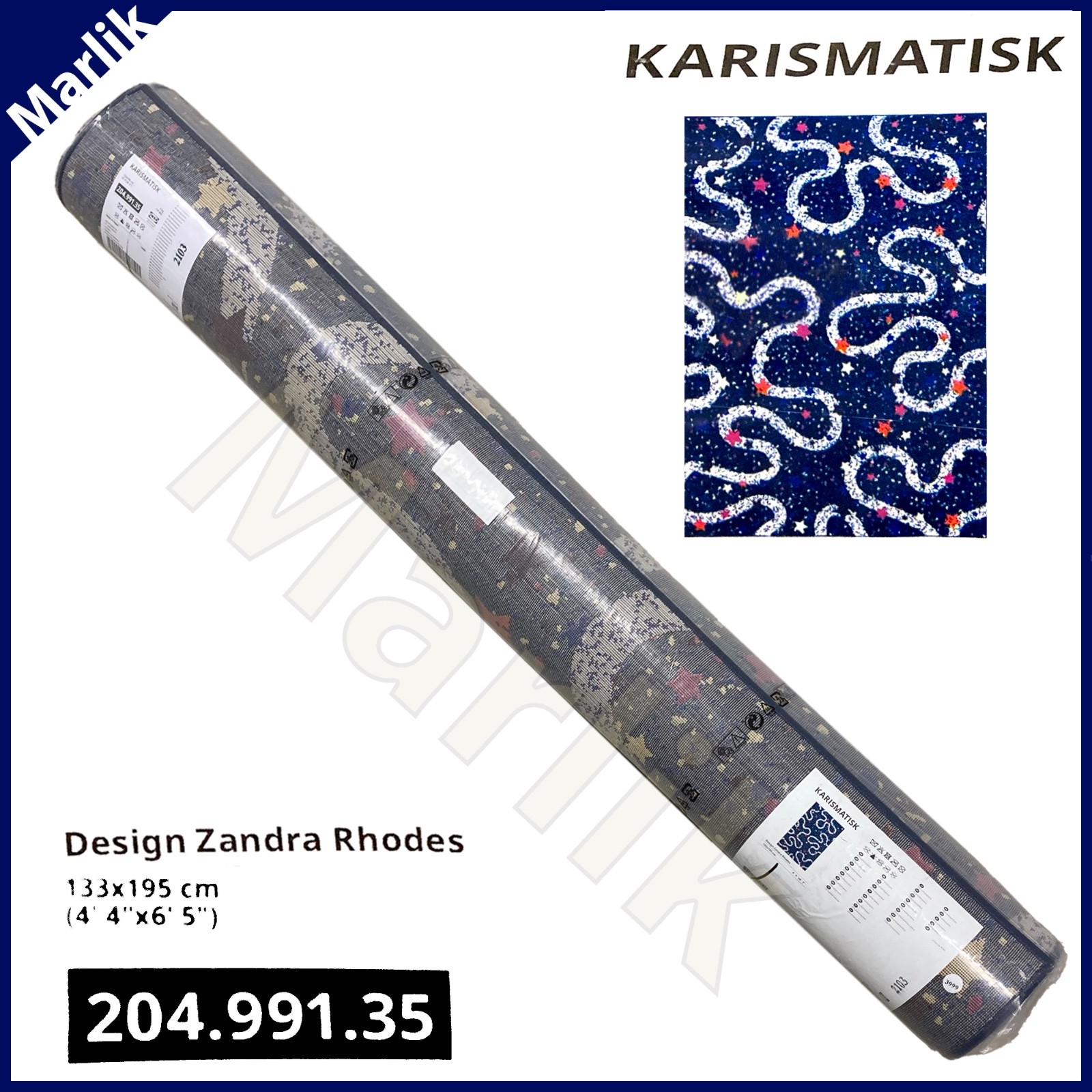 IKEA KARISMATISK Rug, Short Pile, Multicolor 4′ 4″ x 6′ 5″ (133 x 195 cm), New