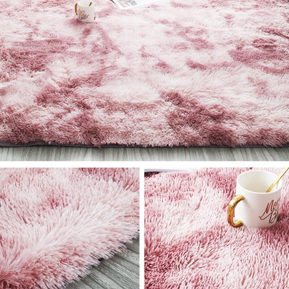 Fluffy Living Room Rugs Anti-Slip Plush Carpet Mat Floor Bedroom Rug Pad US