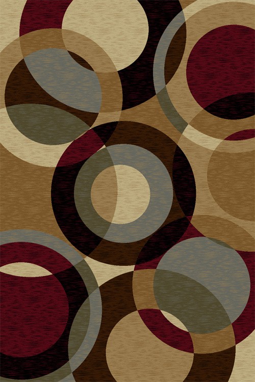 5×7 Festival Multi Modern Circles Rings 8740 Area Rug – Approx 5′ 3″ x 7′ 3″