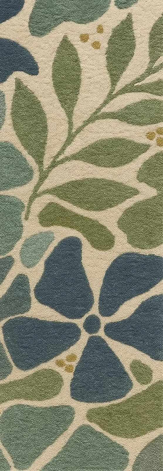 Hand Tufted Wool Floral Rug – Blue & Green Botanical Pattern Modern Living Room