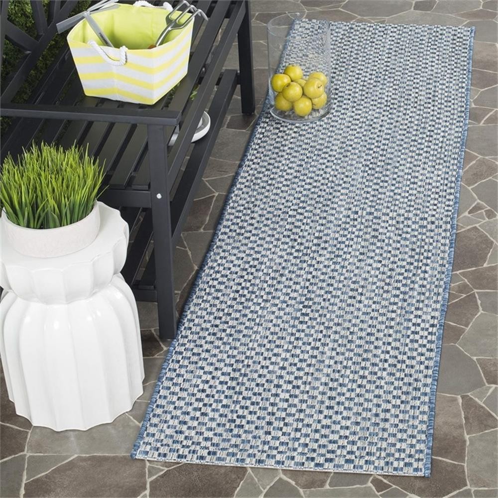 Pemberly Row 2’3″ x 14′ Extended Runner Rug in Blue and Light Gray