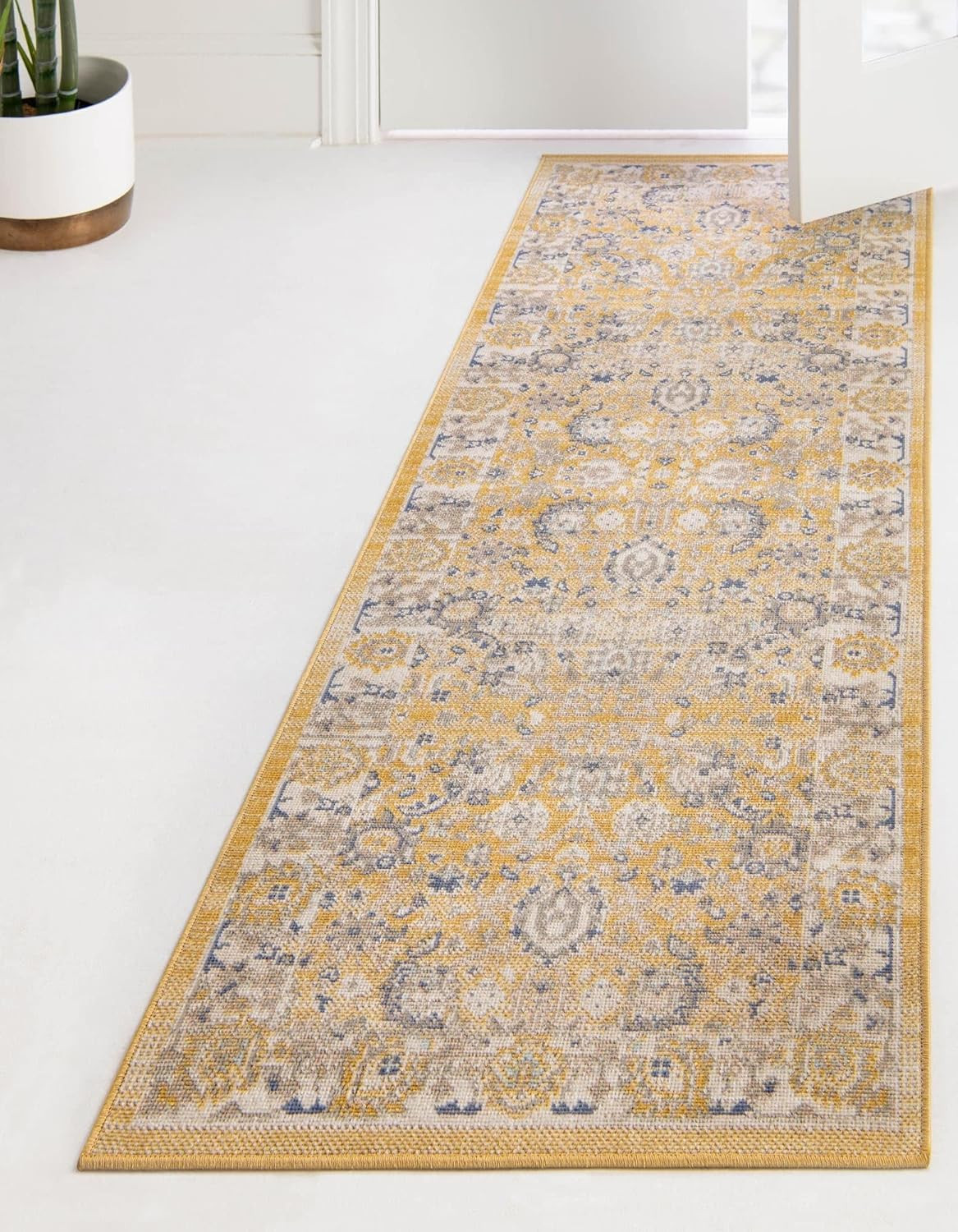 Whitney Collection Traditional Runner Rug 2’7″ x 12′ Tuscan Yellow