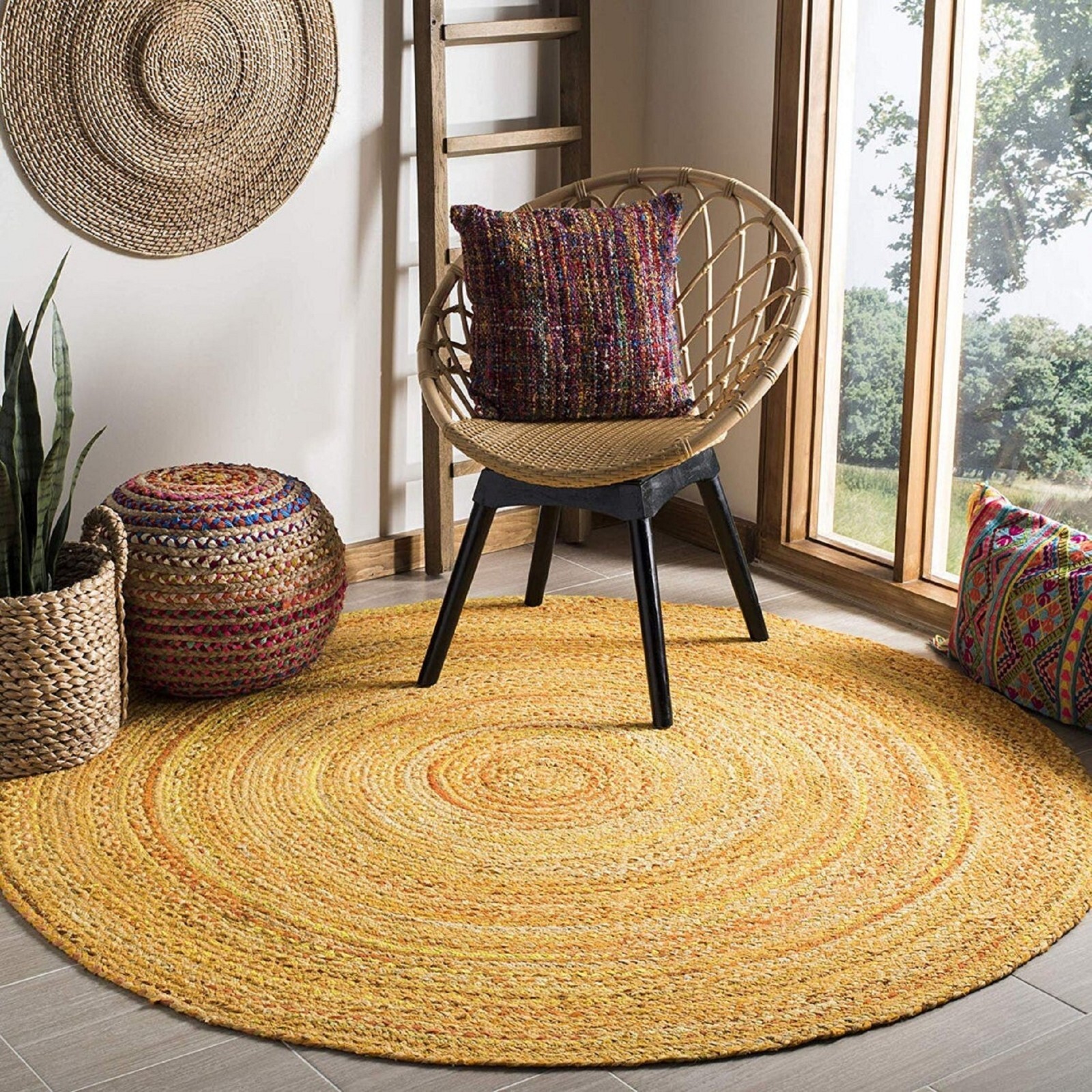 Rug 100% Cotton Reversible Braided Round Rug Home Decor Rustic Look Area Rug