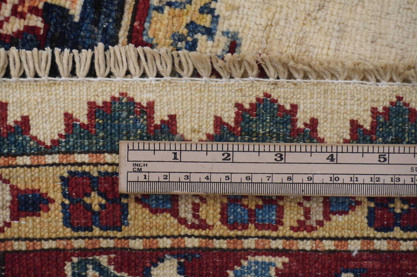 5×7 ft Beige Kazak Afghan Hand Knotted Wool Oriental Area Rug