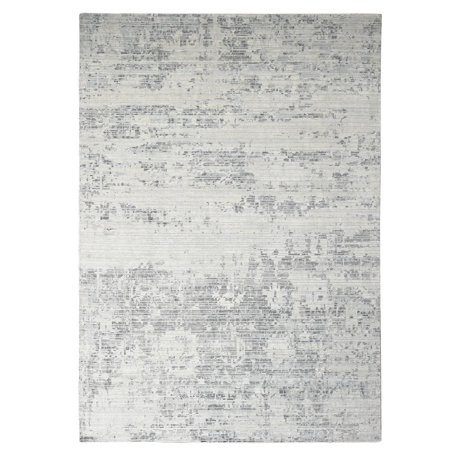 9′ x 12′ Shadow White Hand Knotted Undyed Wool Nepali Oriental Rug R84499