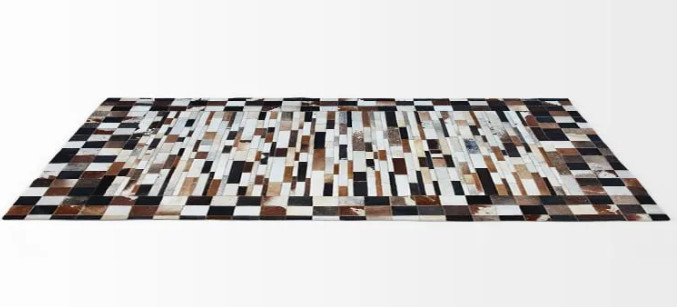 Natural Cowhide Hair on Patch Work Leather Modern Carpet Room AA71