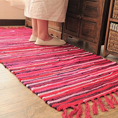 Cotton Handmade Reversible Chindi Rag Rugs,Multi Color Hand Woven Striped Are…