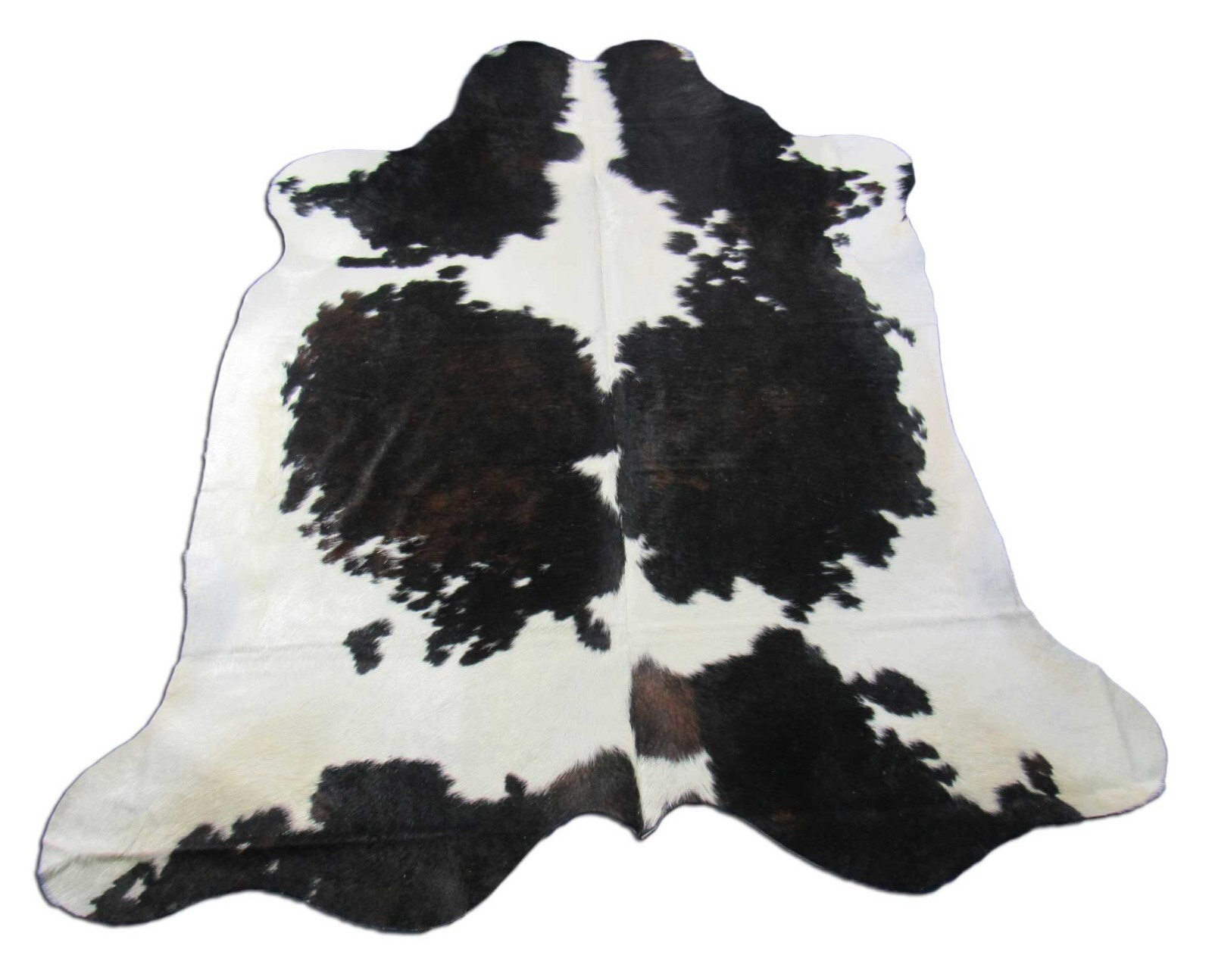 Dark Tricolor Cowhide Rug (very little brown) 7.2×6.2 feet K-296