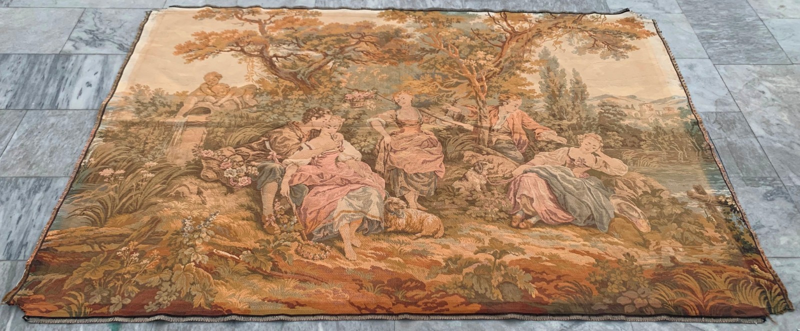 Vintage Pictorial French Romantic large Medeivals Tapestry,Home Decor 5x6ft