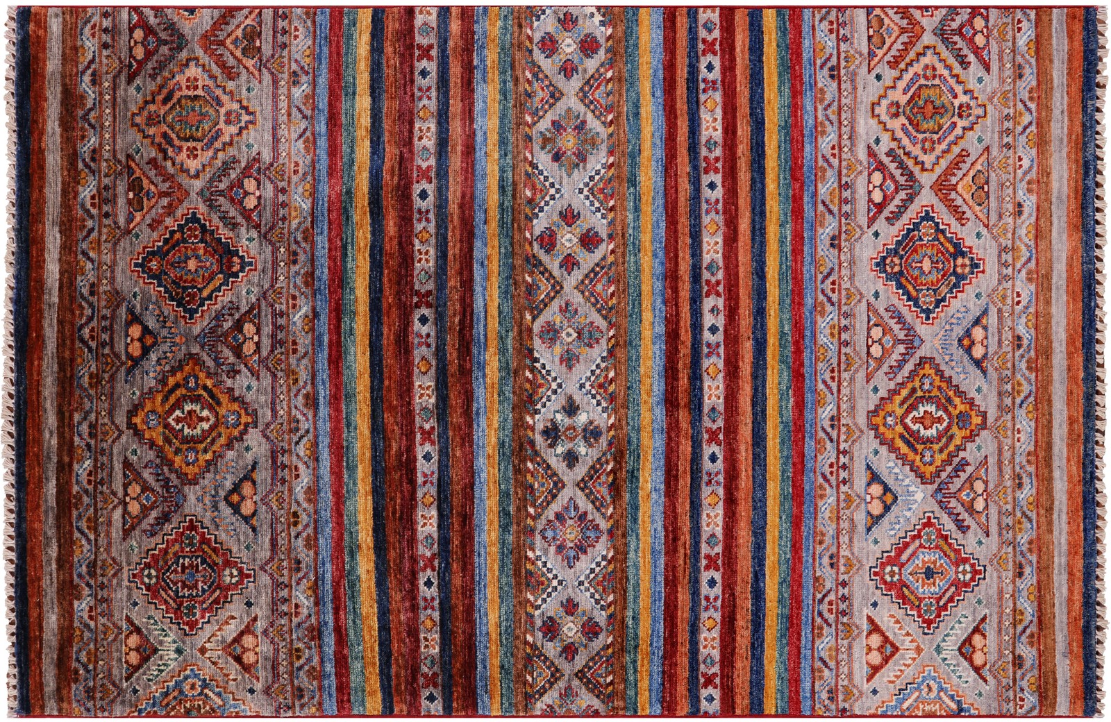 Super Kazak Khorjin Hand Knotted Rug 3′ 3″ X 5′ 0″ – Q5415
